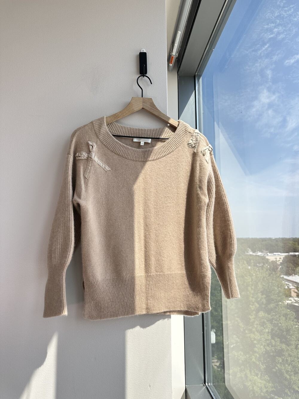 LoveShackFancy Shen cashmere sweater pullover with bow Sz XS RRP US$495
